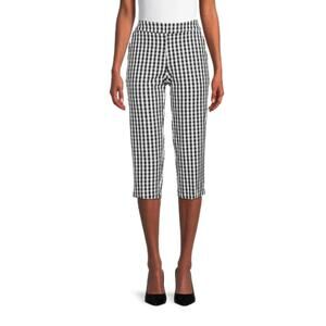 NWT Time and Tru Women Four-Way Stretch Mid-Rise Button Fly Capris Size 14 Black